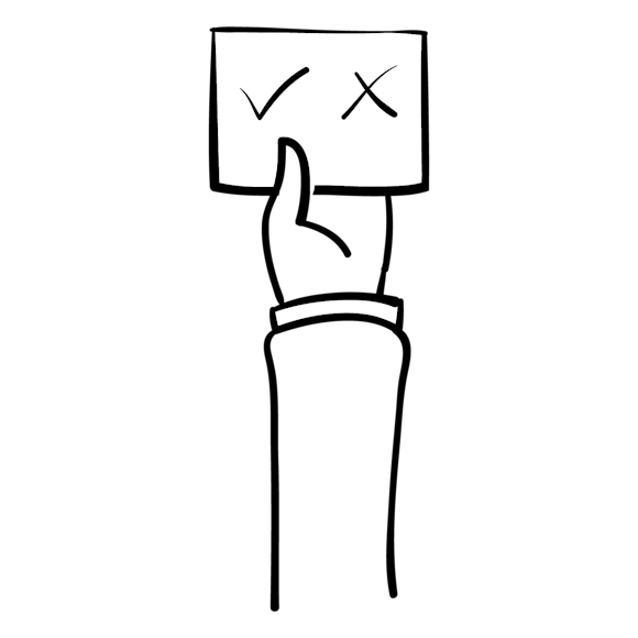 hand holding paper with an x and a check mark