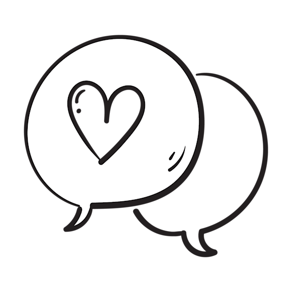 speech bubbles with heart