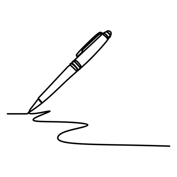 Graphic of a pen writing